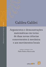 Capa do livro Argumentos e demonstrações matemáticas em torno de duas novas ciências concernentes à mecânica e aos movimentos
          locais